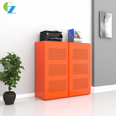 1200MM Height Orange Big Sliding Door Metal Cabinet With Two Adjustable Shelves