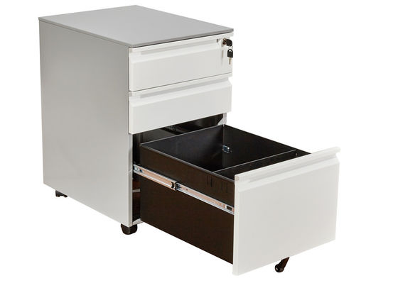 White Office Steel 0.7mm 3 Drawer Rolling File Cabinet
