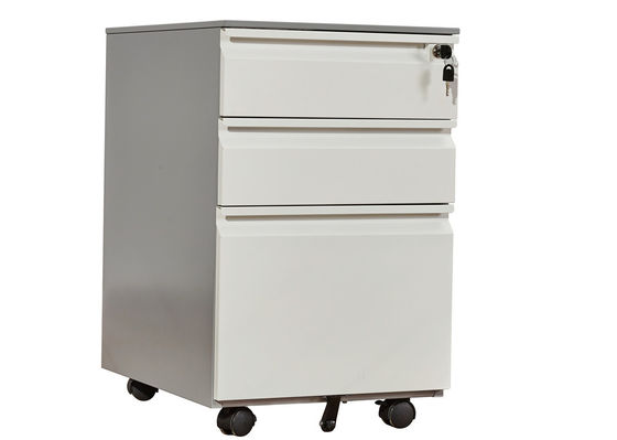 White Office Steel 0.7mm 3 Drawer Rolling File Cabinet