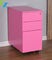 Office Equipment Pink Steel Mobile Pedestal 3 Drawer Cabinet Documents Storage